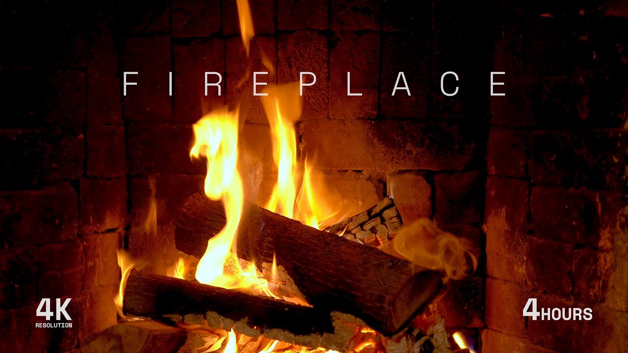 Fireplace Sounds for Sleep | Crackling Fire Ambience | 4 Hours | 4K