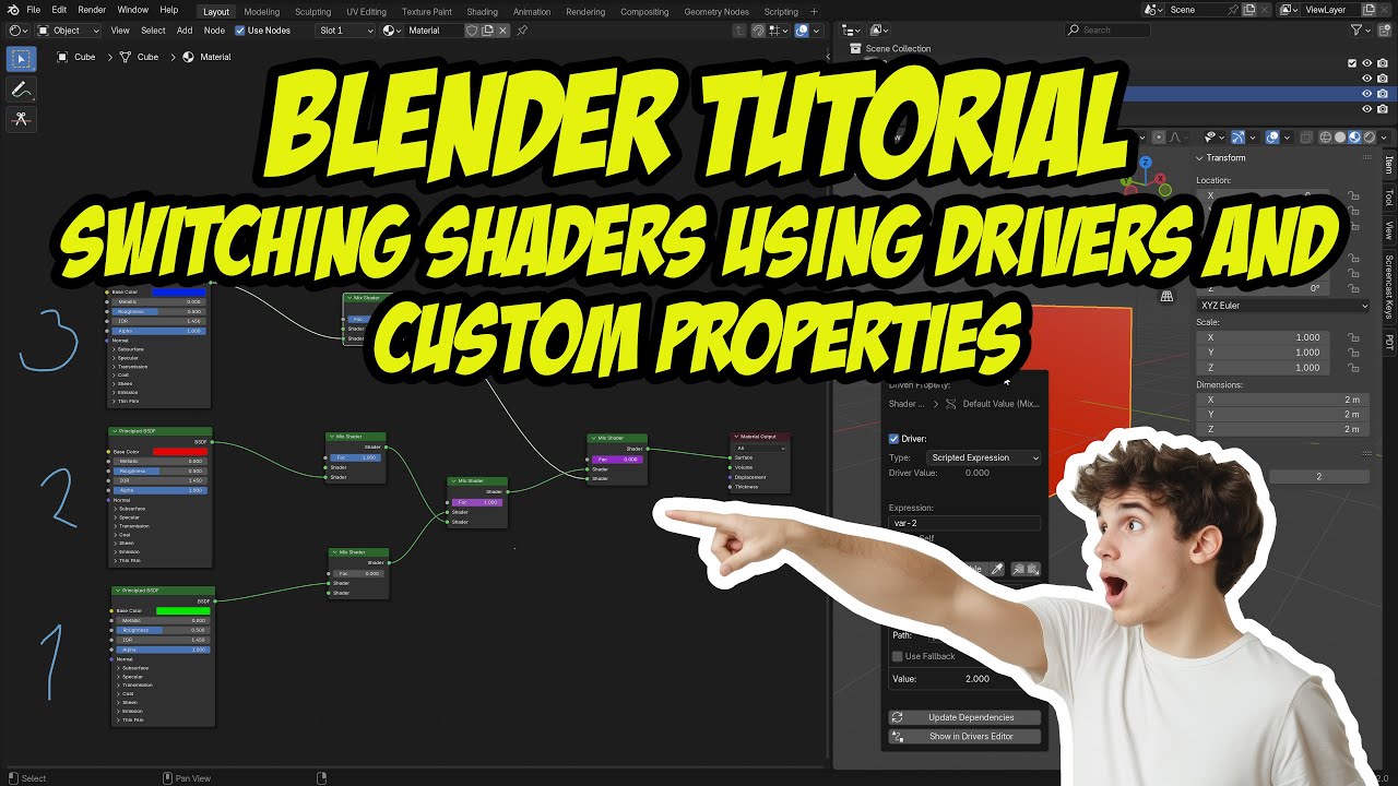 Blender Tutorial: Switching Shaders Using Drivers and Custom Properties