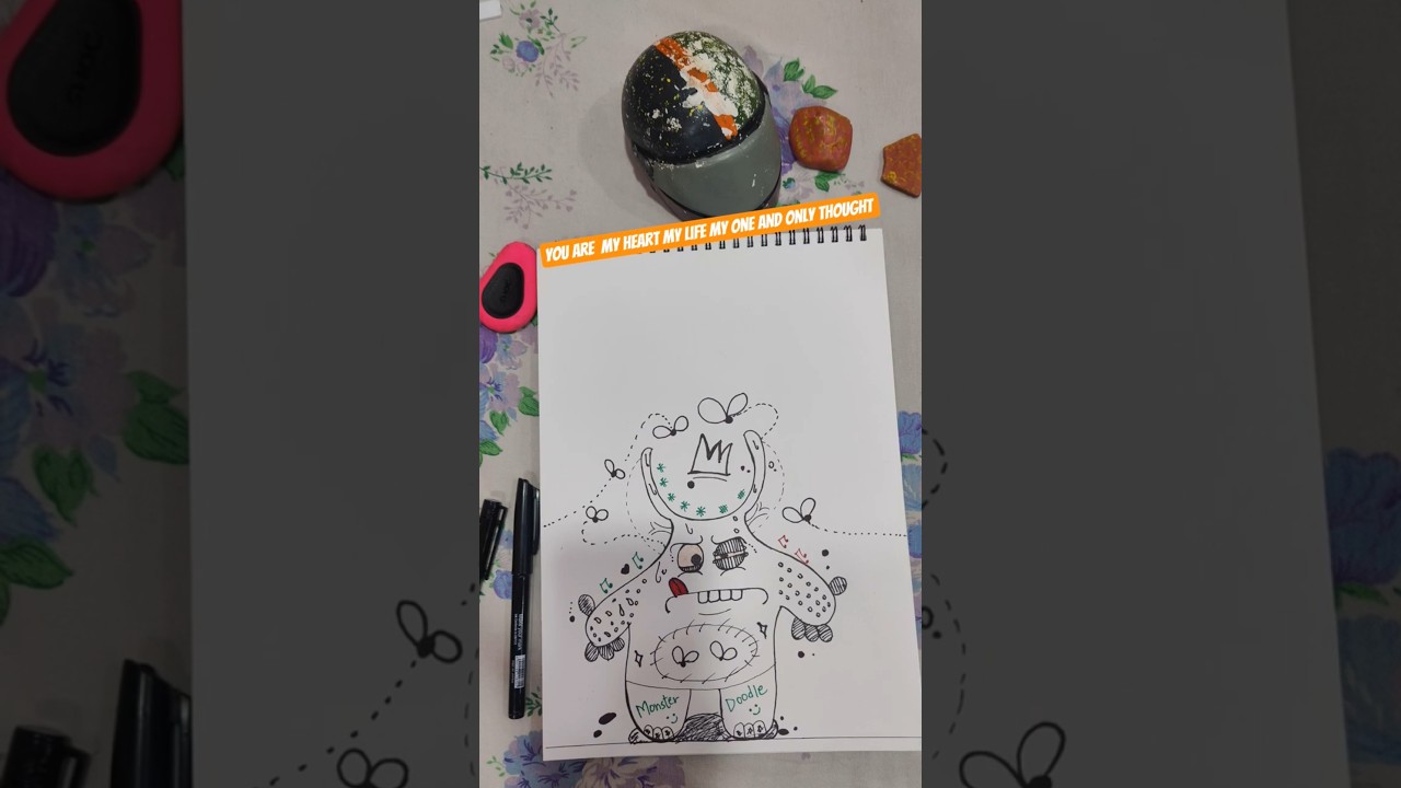 Love :- you are my heart my life my one and only thought| monster doodle| doodle art | 