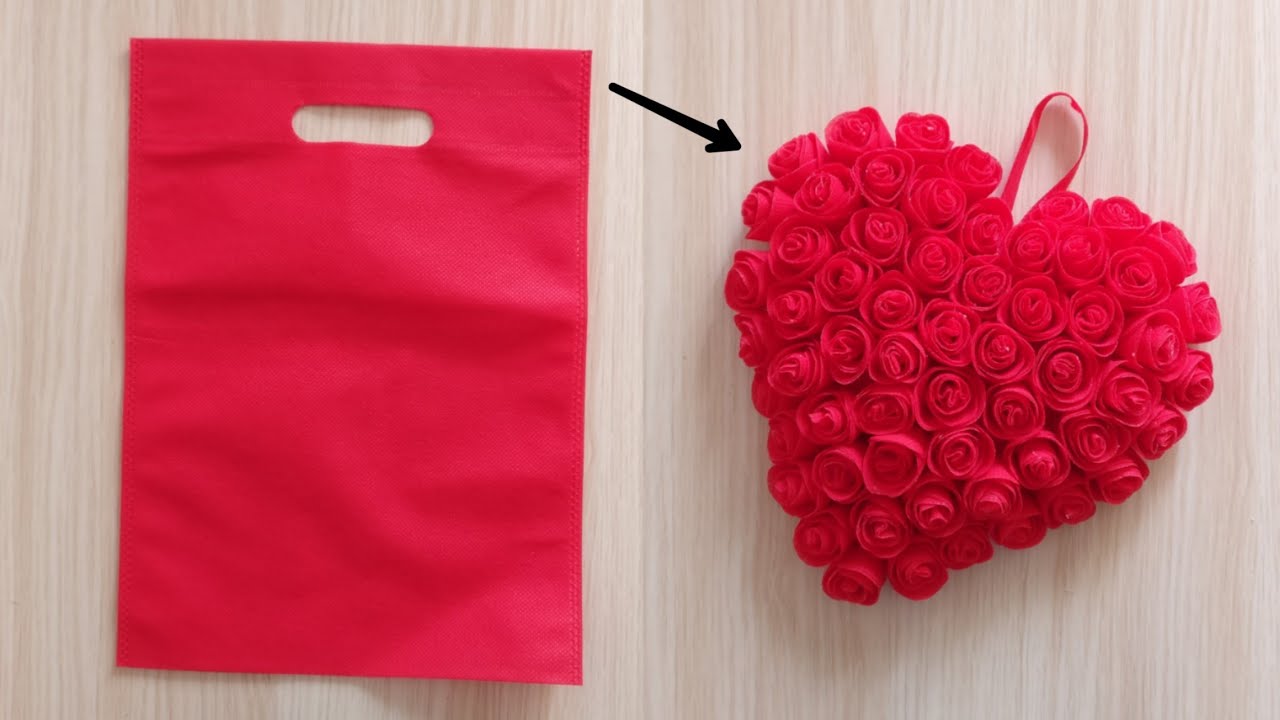 Roses Heart Making With ClothBag |Valentines Day Gift |DIY | Best Out Of Waste | ValentinesDay Craft