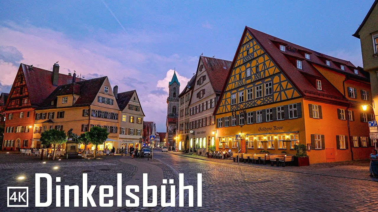 Dinkelsbühl Germany 🇩🇪 Medieval Town |  A Vibrant Cosy Sunset Evening Walk 4K 50p