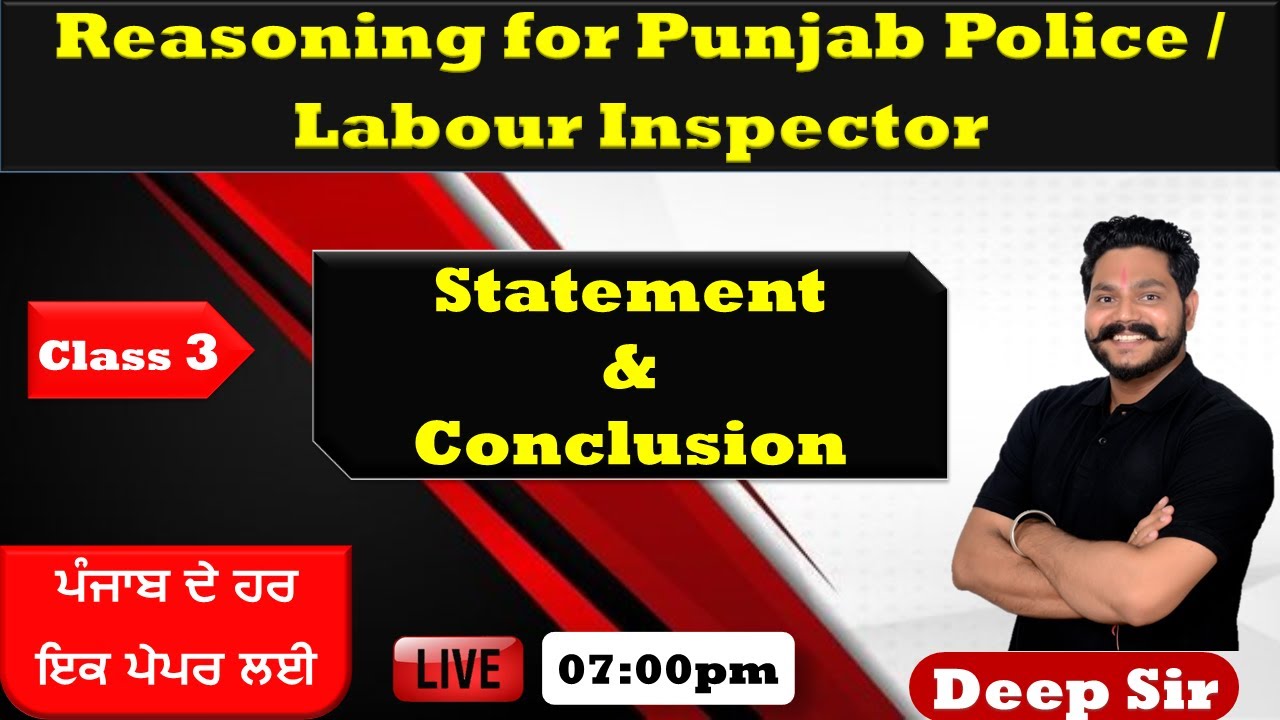 Statement & Conclusion for Punjab Police | Analytical reasoning for Labour Inspector