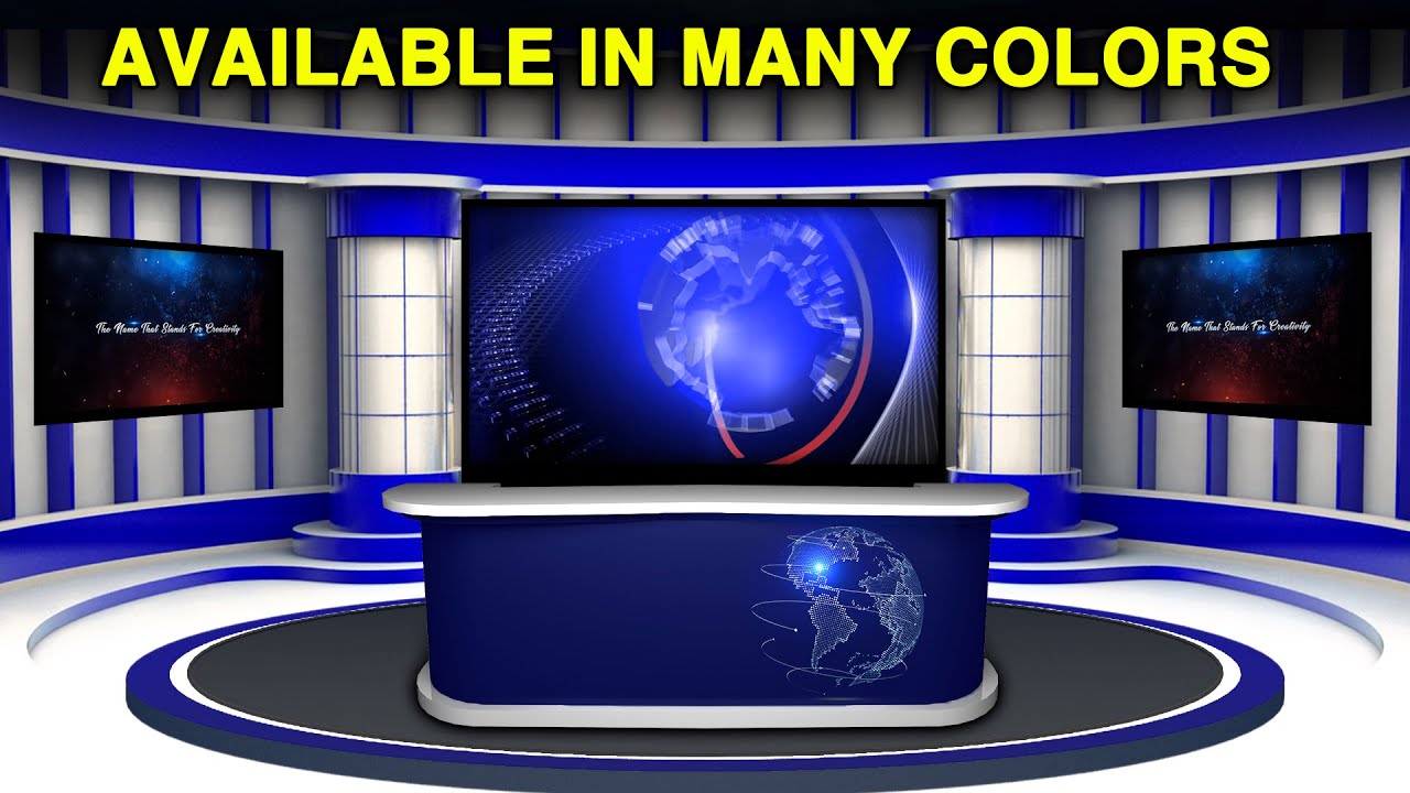 News Studio Background with desk, News Studio Green Screen HD