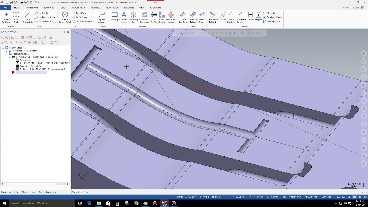 3D Chaining 3D Contour Toolpath in 2D