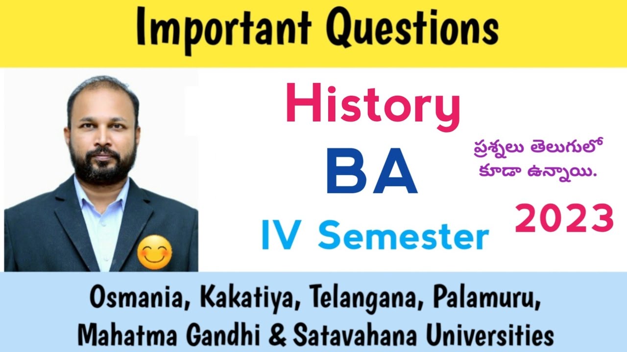 History | Important Questions | 2023 | BA 4th Semester | UG | Degree | OU KU PU TU MGU SU
