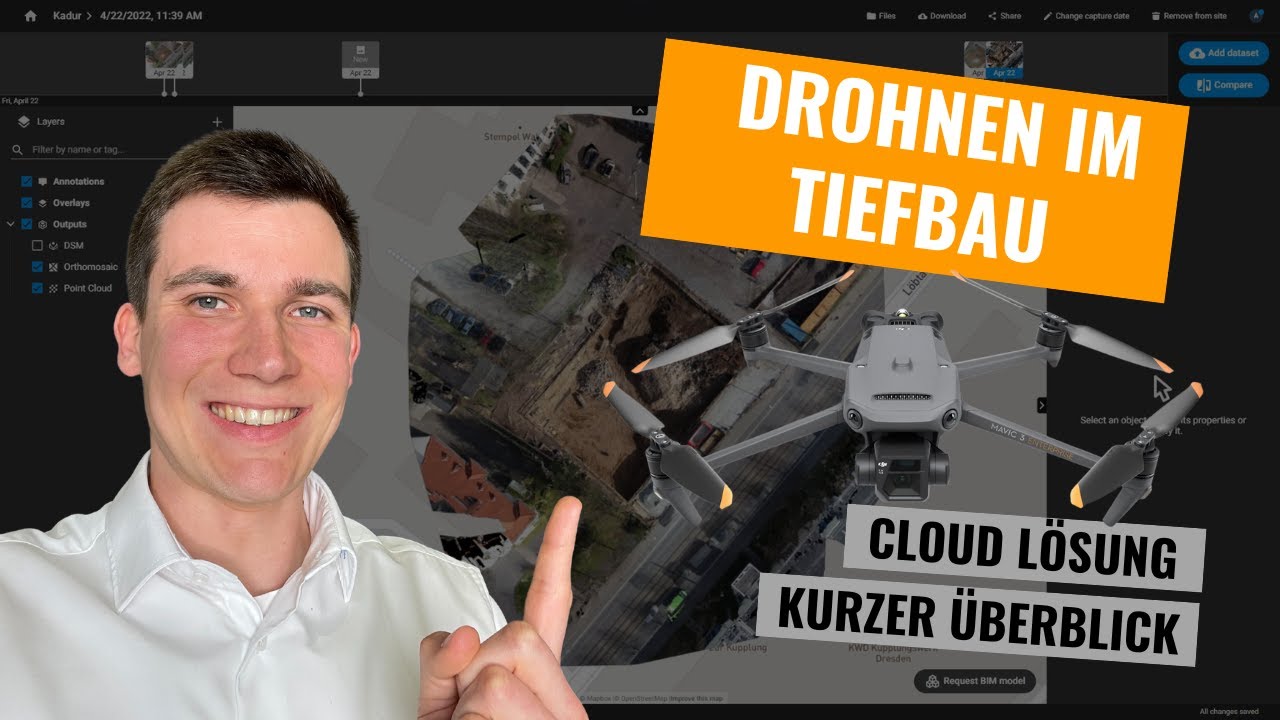 Tiefbau mit Pix4Dcloud Advanced: Aufmessen, vergleichen und teilen | Vermessung mit Drohnen