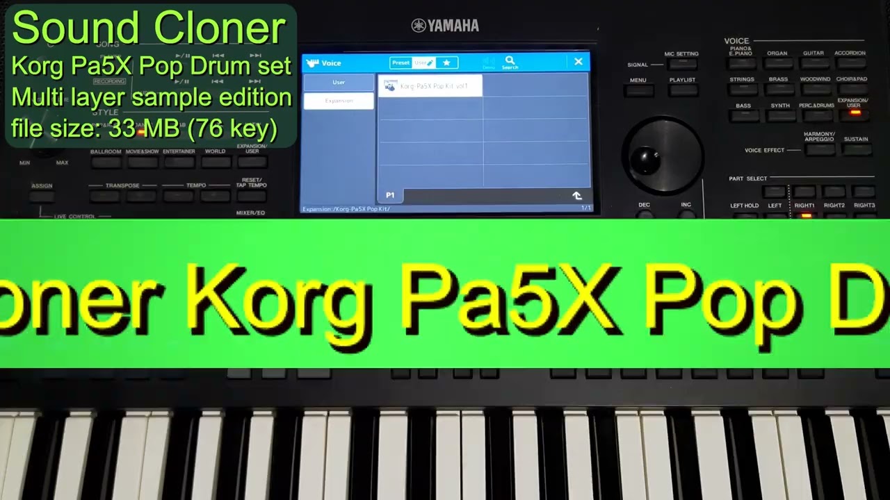 Korg Pa5X Pop Drum kit is on a Yamaha PSR SX700. Voice Expansion for Yamaha PSR & Genos.