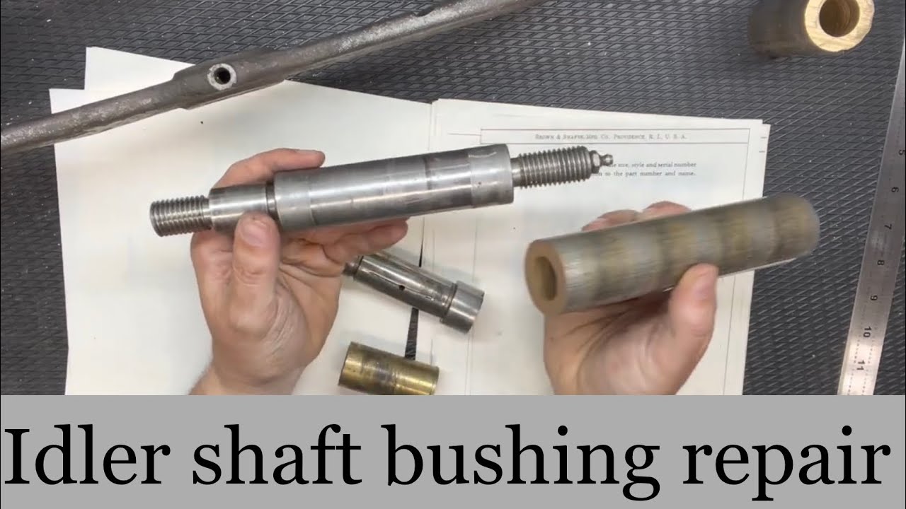 Part 1-Brown and Sharpe no 2 Surface grinder repairing the pulley shaft and creating a new bushing.