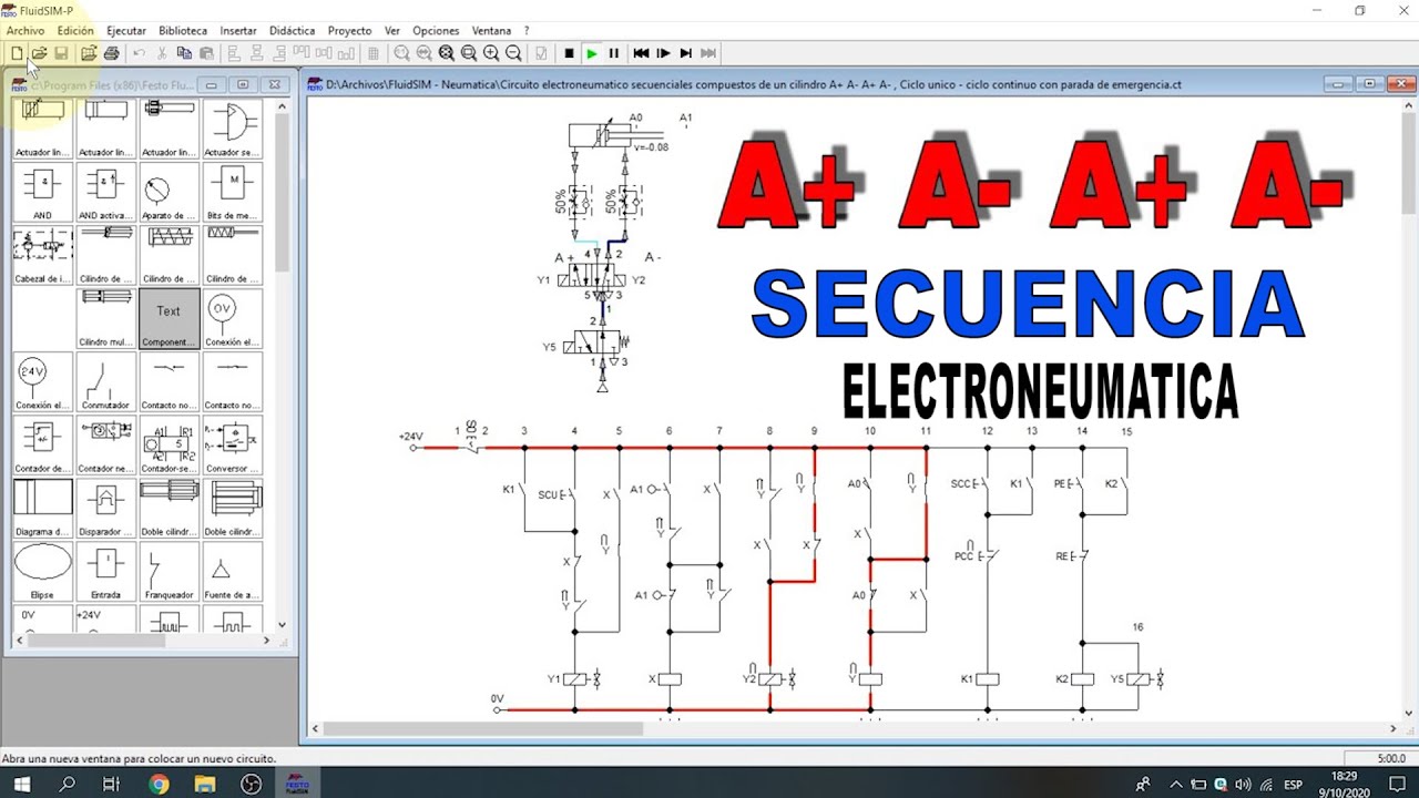 Circuito Electroneumático A+ A- A+ A- : FluidSIM-P