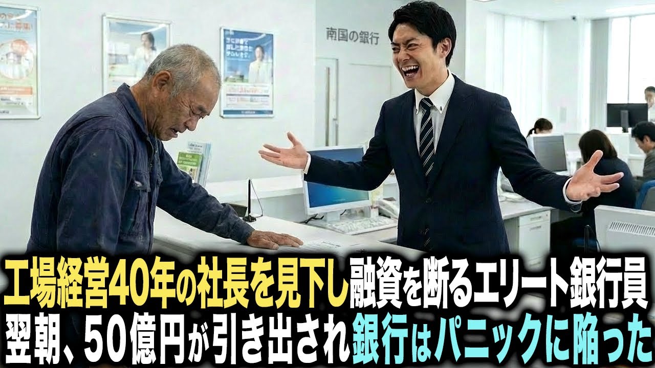 工場経営40年の社長を見下し融資を断るエリート銀行員…翌朝、50億円を引き出し銀行がパニックに…