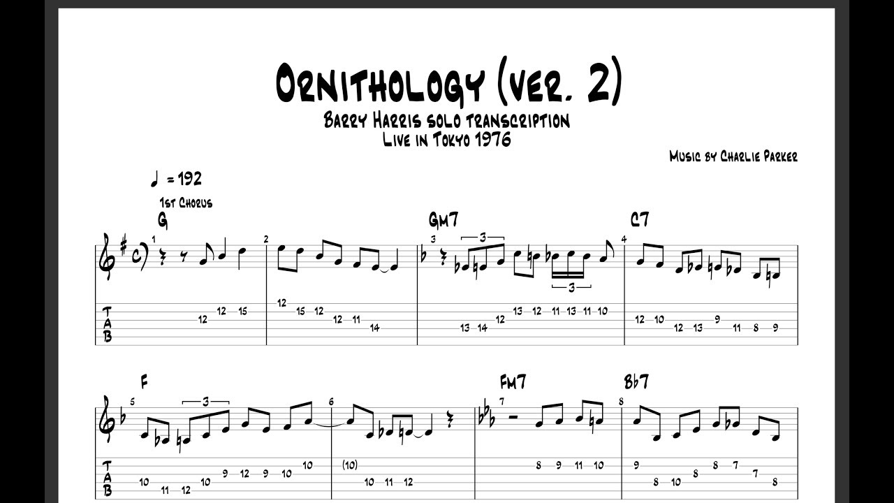 Ornithology - Barry Harris Transcription
