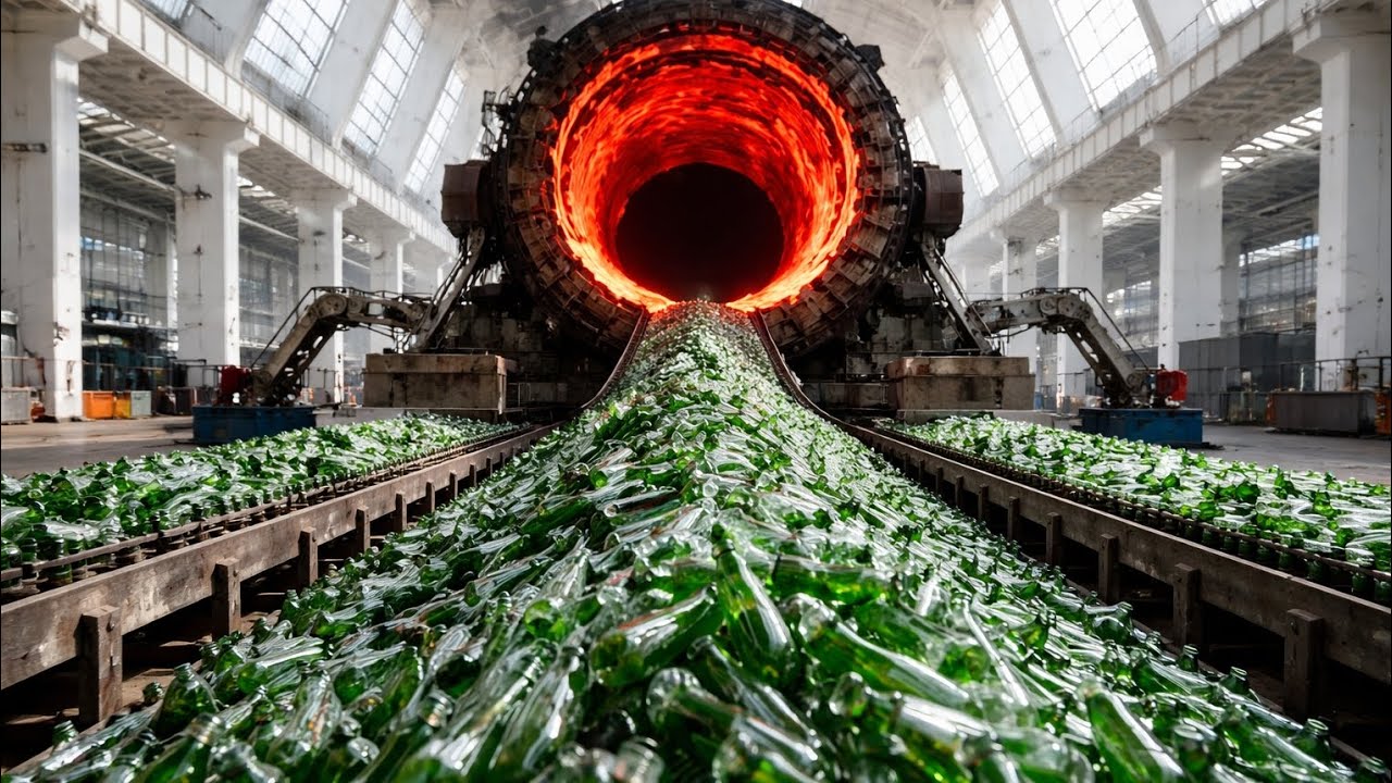 How millions of glass bottles are recycled in factory - Massive glass recycling line (full process)