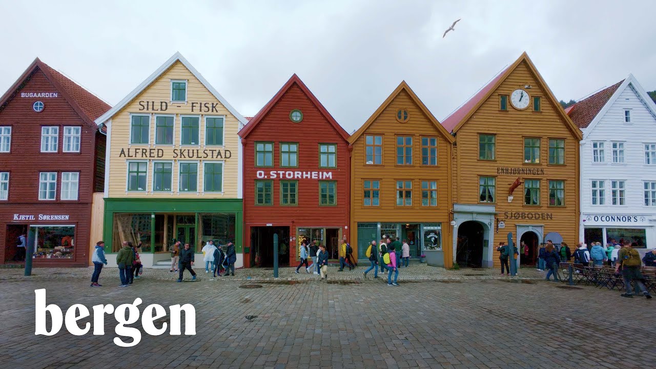 Bergen, Norway · Gateway to the Fjords · Bryggen 4K Tour with Captions