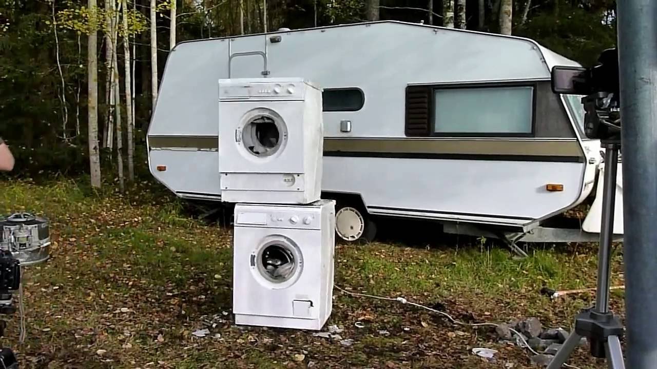 Destruction of washing machines.