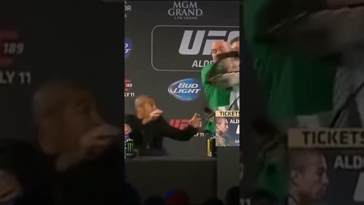 King Of Dublin 🔥 Conor McGregor steals Jose Aldo&rsquo;s belt on press conference and crowd goes crazy!🤯