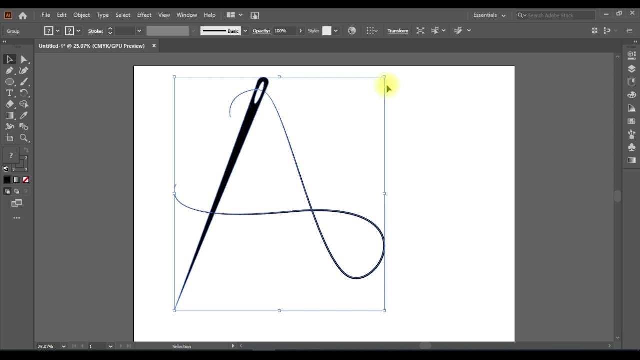 how to draw Thread logo design| draw needle logo draw signature logo| Adobe illustrator | cyber tech