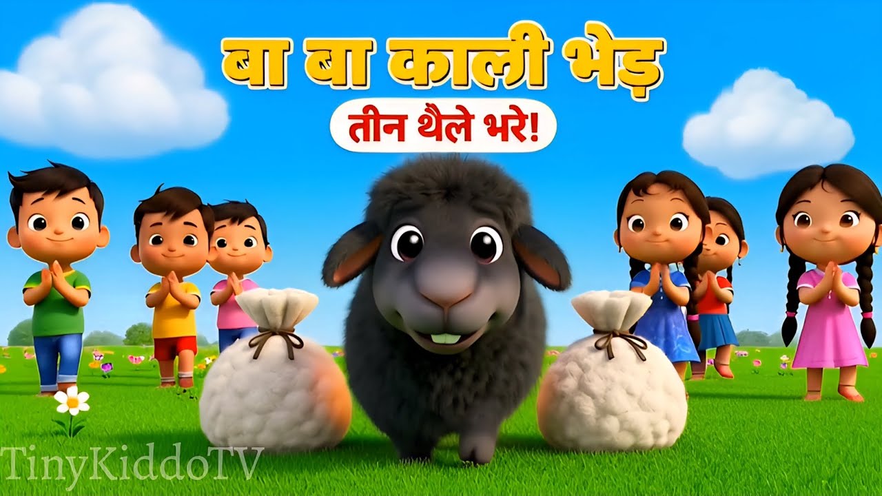 बा बा काली भेड़ | Hindi Rhymes for Kids | Baa Baa Black Sheep Hindi