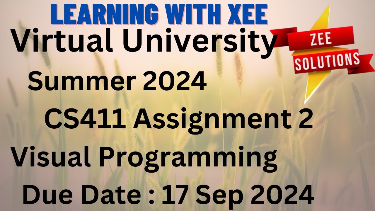 CS411 Visual Programming Assignment 2 Summer 2024 Virtual University of Pakistan