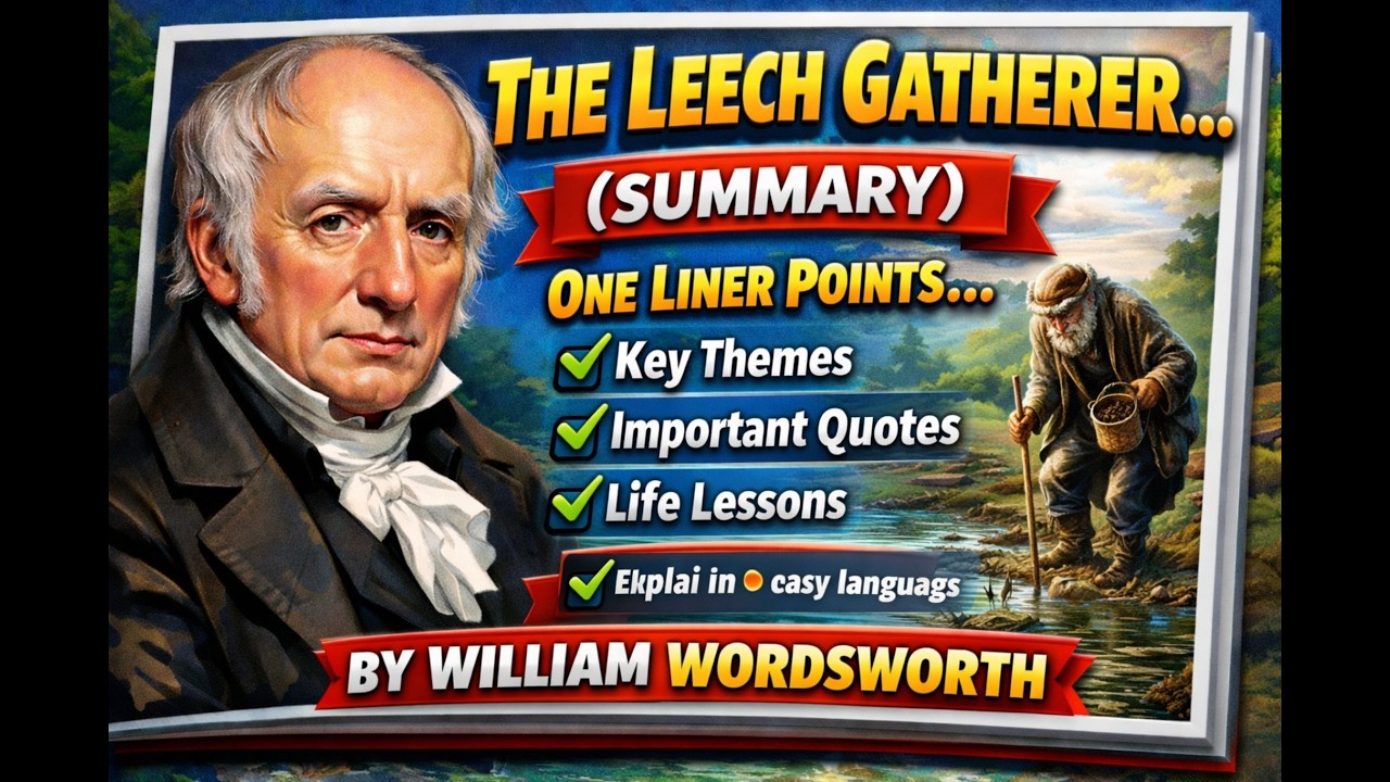 THE LEECH GATHERER BY RATHI SIR... SUMMARY AND ONE LINER POINTS OF WORDSWORTH 'THE LEECH GATHERER'