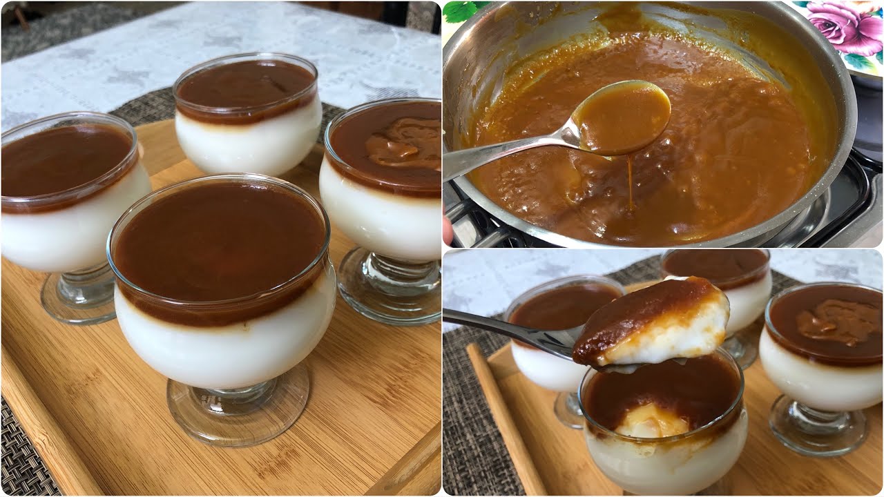 حلا المحلبي مع صوص الكراميل(الذ طريقة لعمل صوص الكراميل) مناسب لجميع انواع الحلويات
