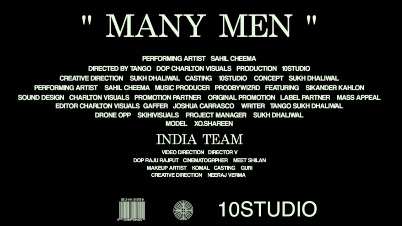 MANY MEN (Official Music Video) - Sahil Cheema | Sikander Kahlon | Prodbywizrd |