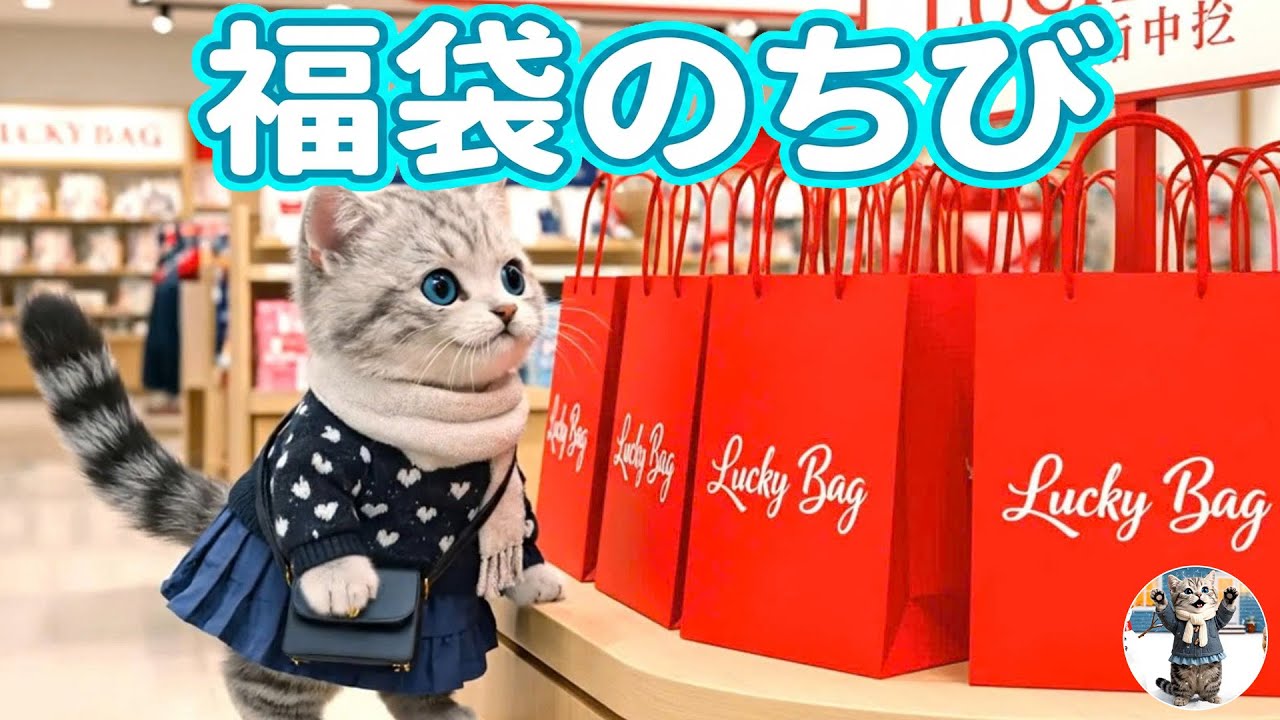 【ちび猫の日常】初めての福袋を買おうとするちびの一日を見てみましょう🐱🛍️