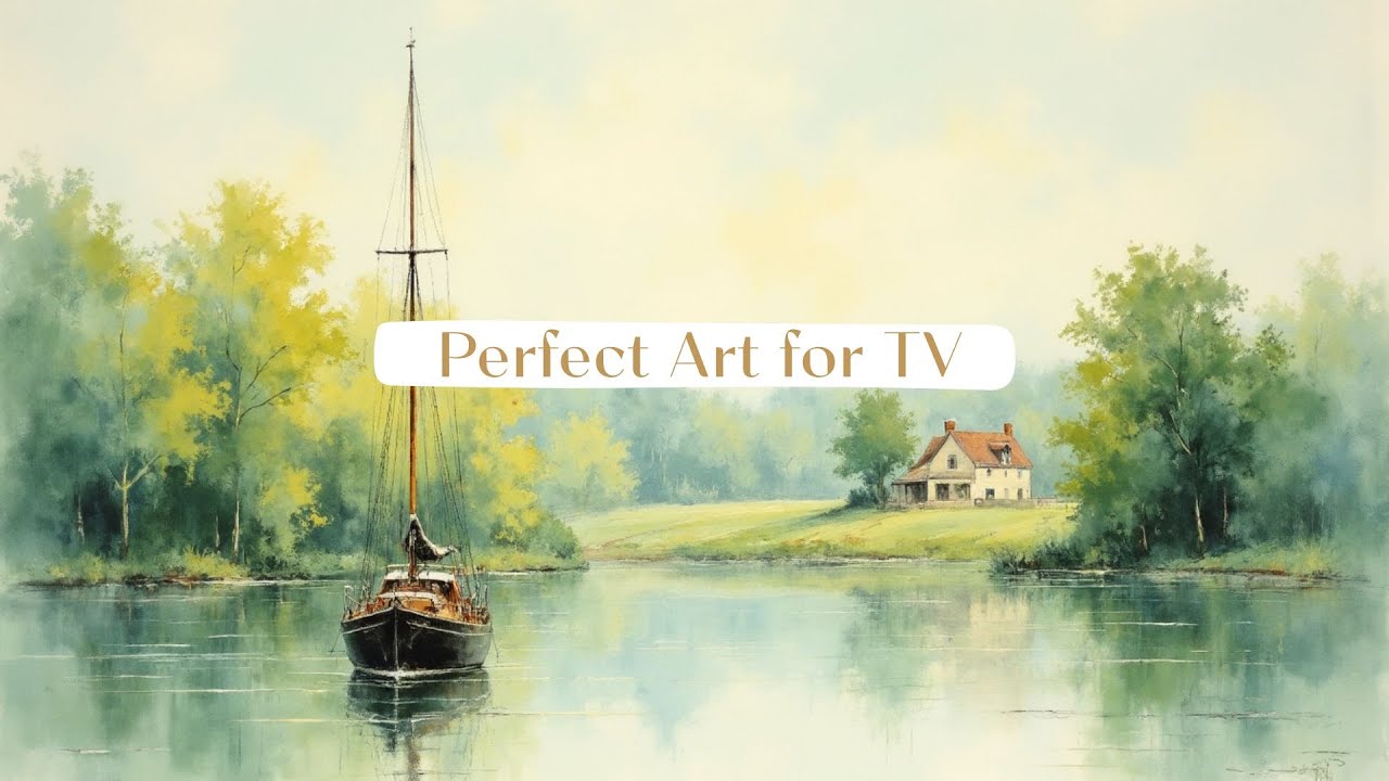 Sailboat Painting | Serene Landscape |Frame TV Art| TV |Screensaver and Background