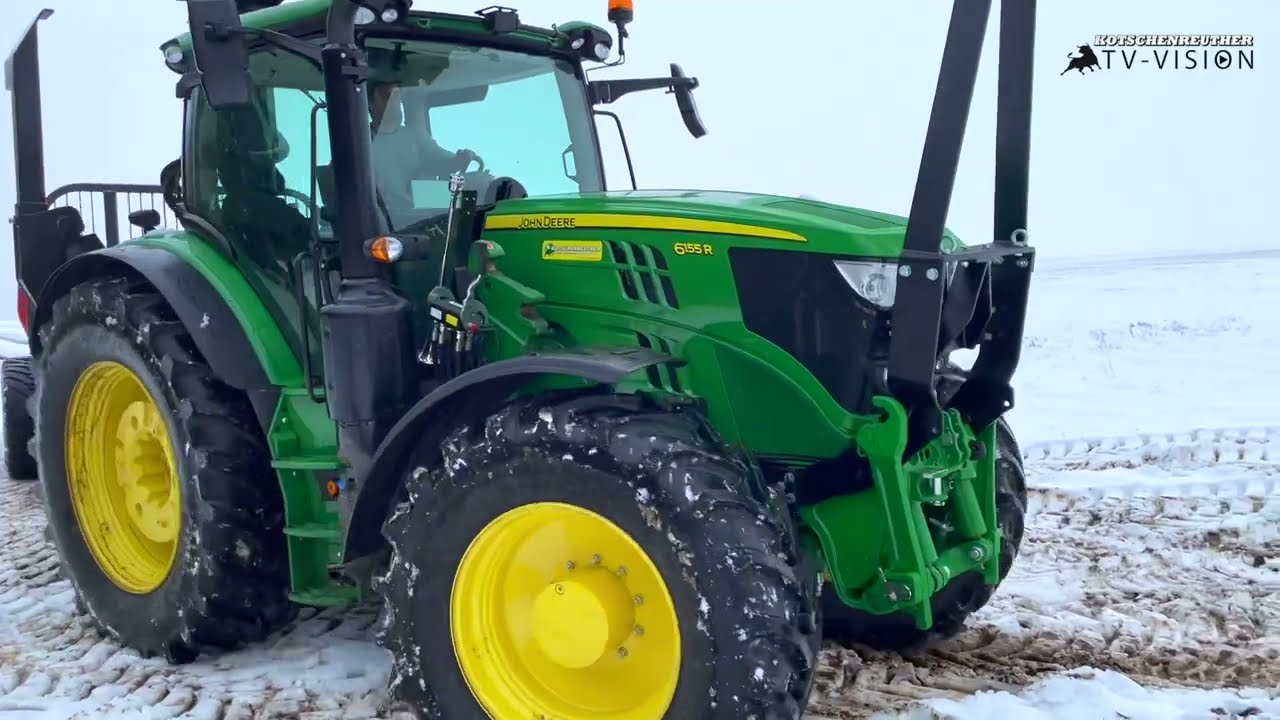 John Deere 6155R mit Kranschnellwechsel in 10 Minuten, RÜFA für Einsatz in Land- und Forstwirtschaft