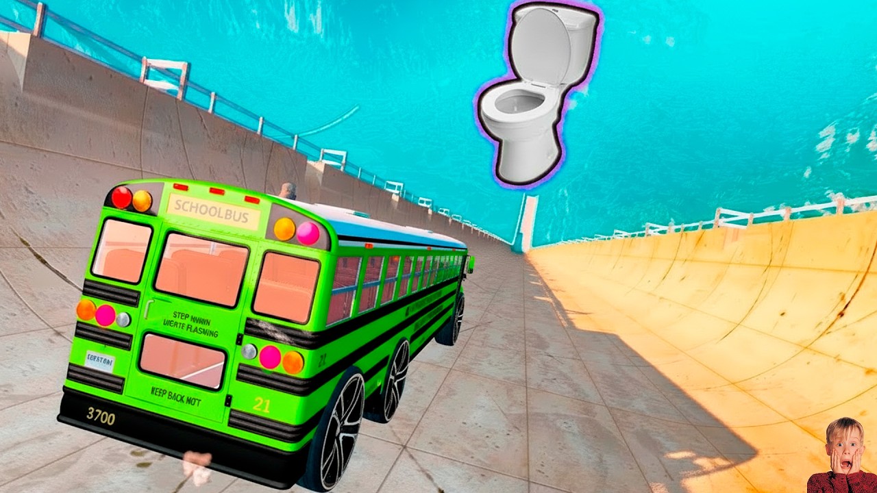 School Bus Crash Compilation &ndash; Top 50 BeamNG Drive Yellow Bus Jumps