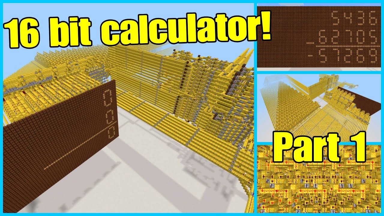 Building a 16 bit calculator in minecraft! /Addition, subtraction, display/ -Part 1