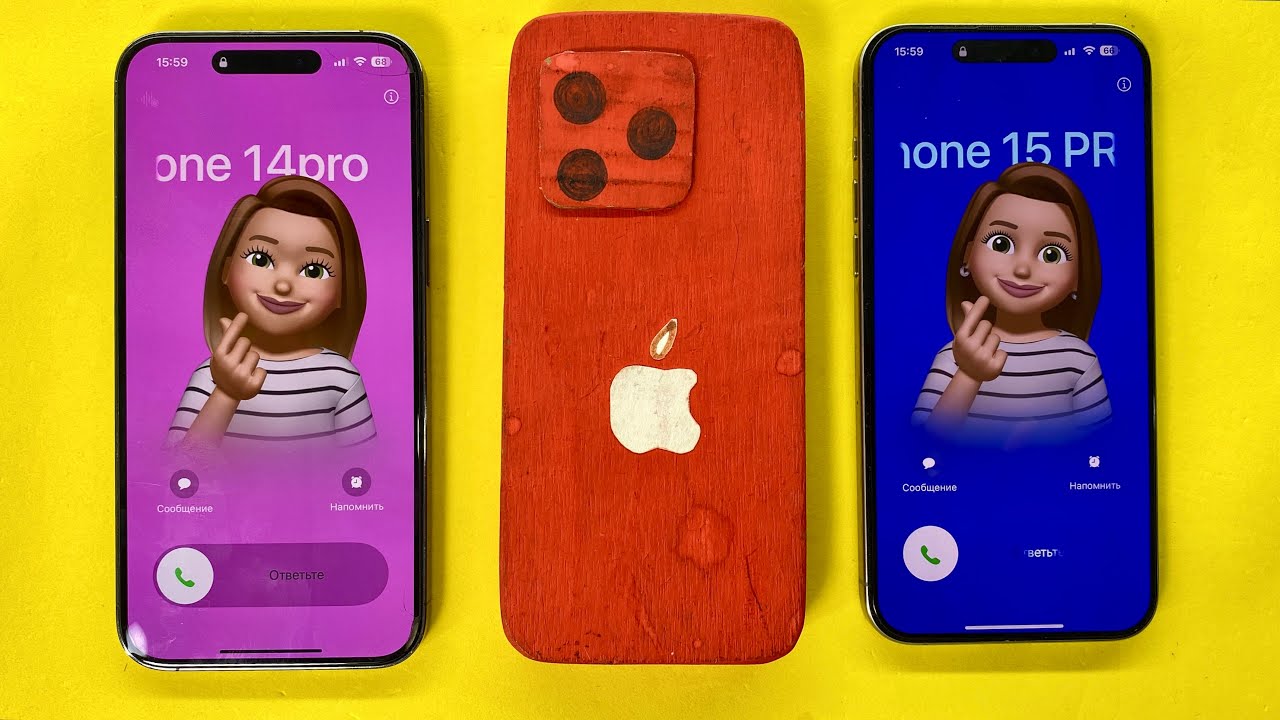 Three Phone Incoming Call Real IPhone vs Wooden /IPhone 14 Peo Max & IPhone 15 Pro Max