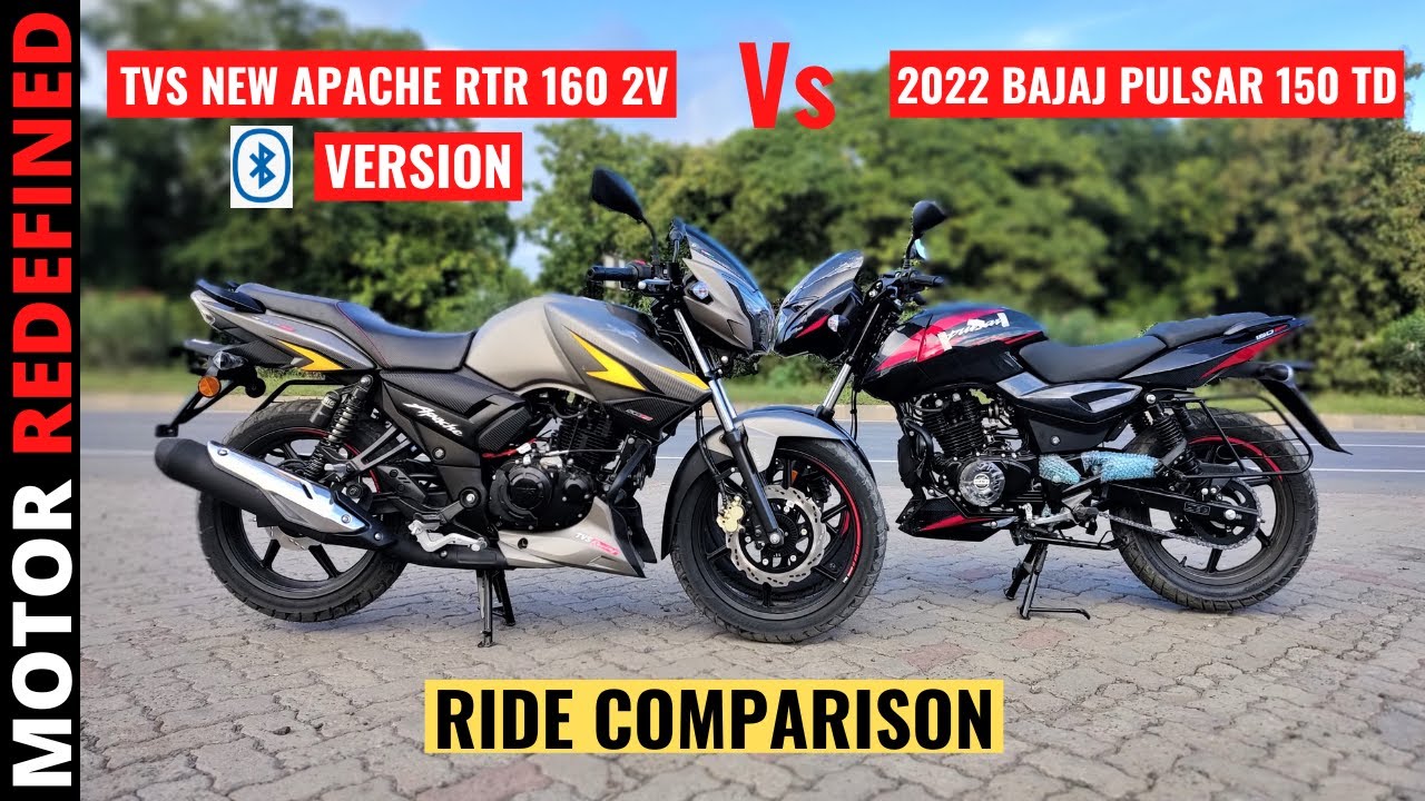 2022 New TVS Apache RTR 160 2V BS6 Bluetooth Vs Bajaj Pulsar 150 TD Ride Comparison. Who's the Best?