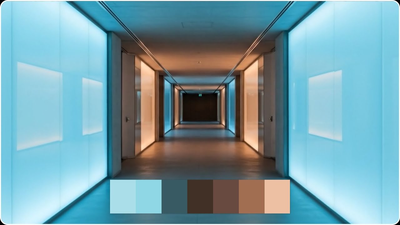 Frosted Glass Corridor — Cinematic Color Palette | Color Vibe Archive