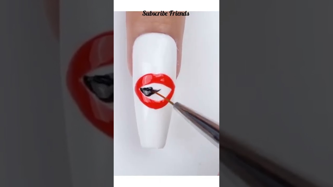 Hot💋Lip's👄Simple Nails💅Art Tutorial #nailart #hotlips #Art