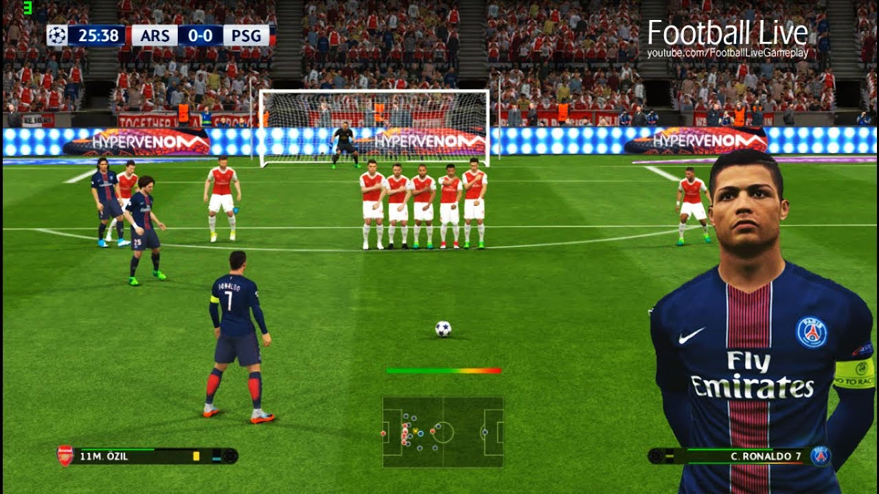 What if Cristiano Ronaldo to PSG | Free Kick Goal | Arsenal vs Paris Saint Germain | PES 2017
