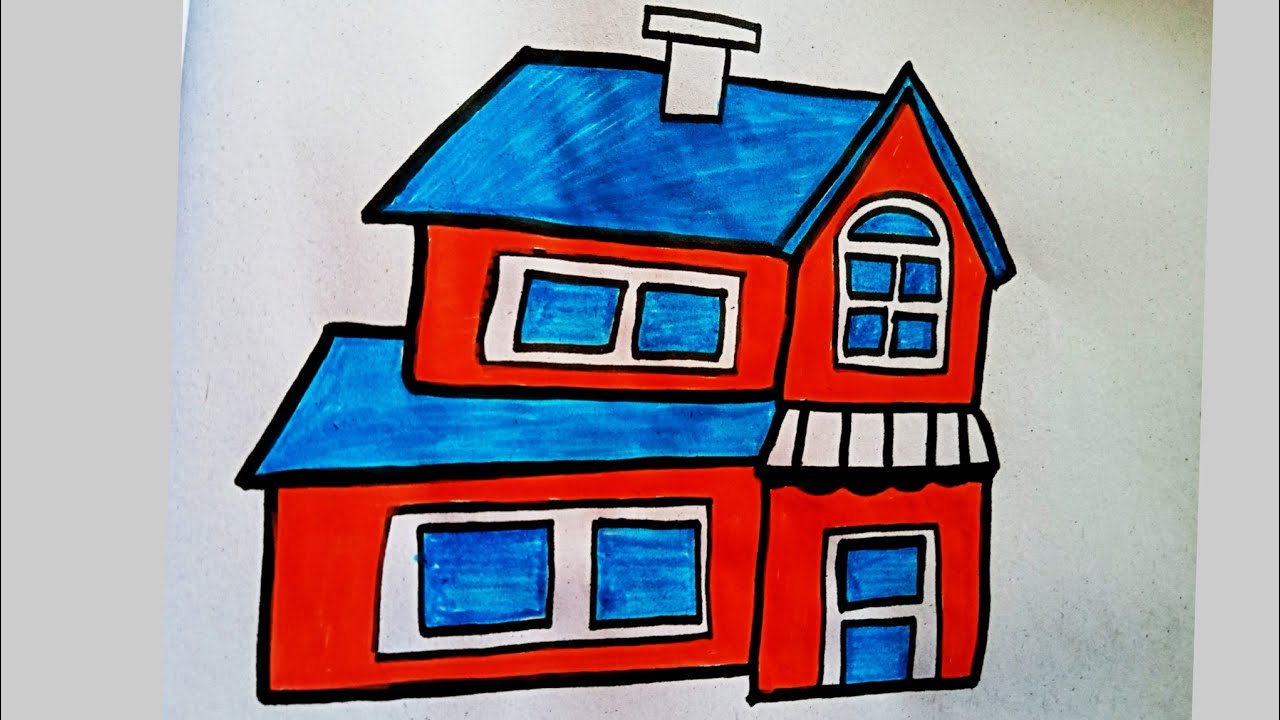 Easy House Drawing | Drawing for Kids│House Drawing for Kids and Beginners#drawing#art#viralvideo 