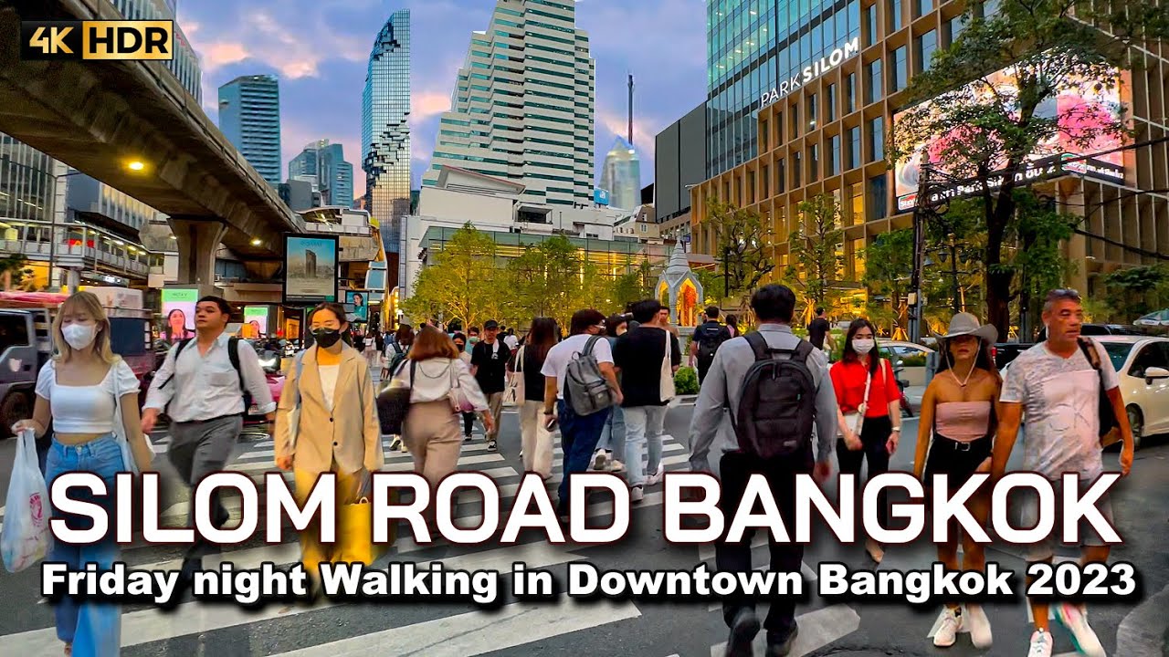 🇹🇭 4K HDR | Friday night Walking in Downtown Bangkok 2023 | Vibrant Silom Road during Rush Hour