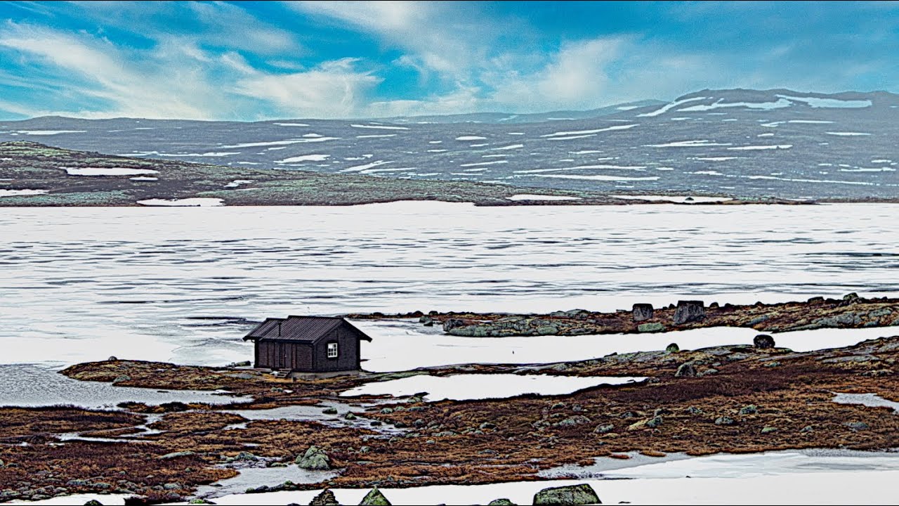 Driving though Norwegian snow landscape