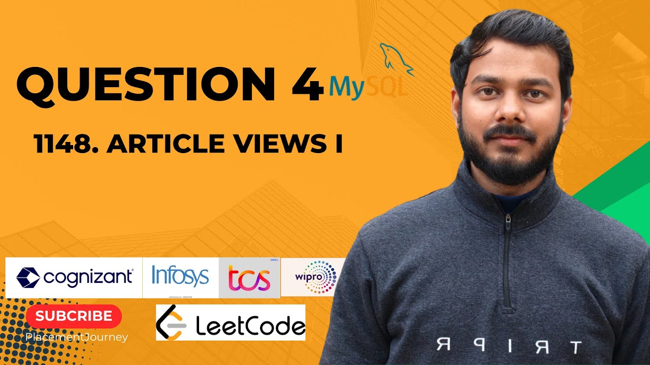 4 Top 50 Leetcode | 1148  Article Views I | SQL | Cognizant | #infosys  | #tcs | #interview #coding