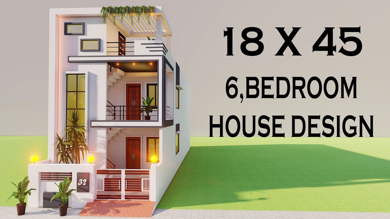 18 by 45 6 Bedroom House Design,3D New Duplex House Elevation,Makan Ka Naksha