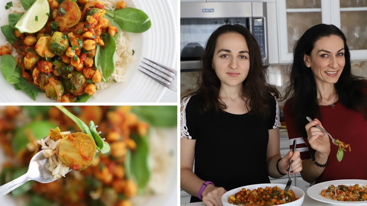 Brussel Sprouts and Chickpeas in Spicy Tomato Sauce - Heghineh Cooking Show