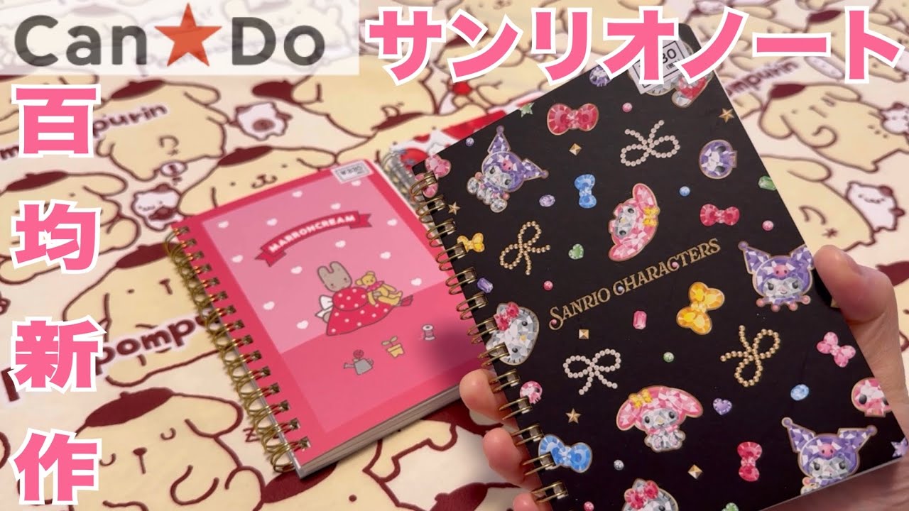 【SANRIO💖】100均キャンドゥのサンリオ新作購入品紹介✨A6リングノートの宝石キラキラ感💎💓ノート収納も📓✏️⭐️