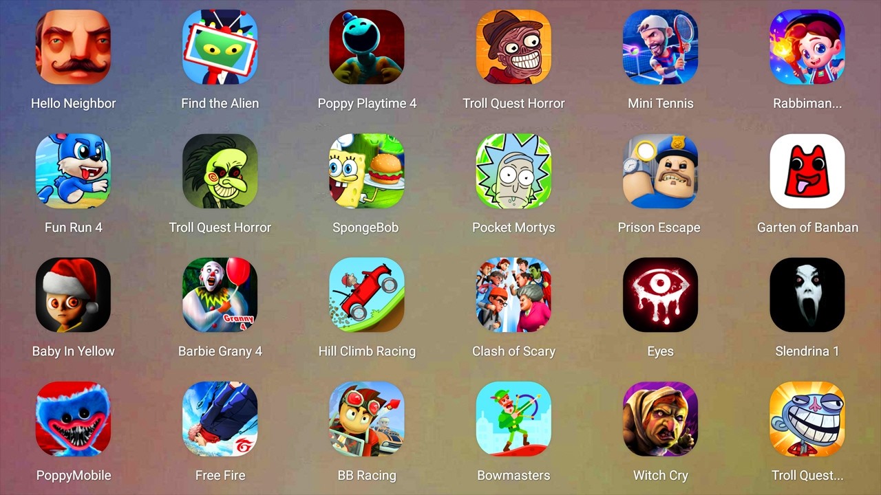 Roblox,Subway Surfers City,Dark Face Horror,Lucky Balls,Poppy Playtime 4,Scary Teacher 3D,Granny...