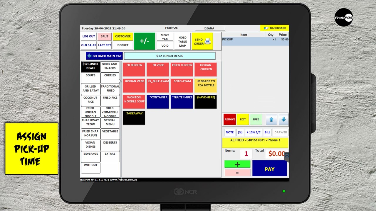 FrabPOS - POS Demo for Indonesian/Malaysian Takeaway Restaurant