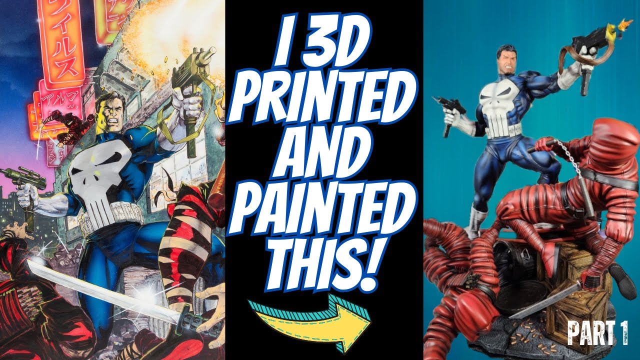 PUNISHER/ WOLVERINE 3D Printed Statue from a Lithograph Print!