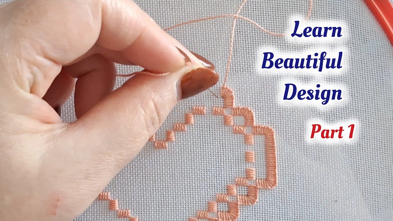Hand embroidery 🪡 🩷 : Beautiful heart design , hardanger embroidery step by step for beginners 