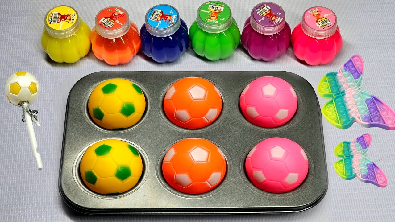 Oddly Satisfying ASMR 🌈 Colorful Slime Soccer Balls & Pop It | Super Relaxing Sounds #asmr 