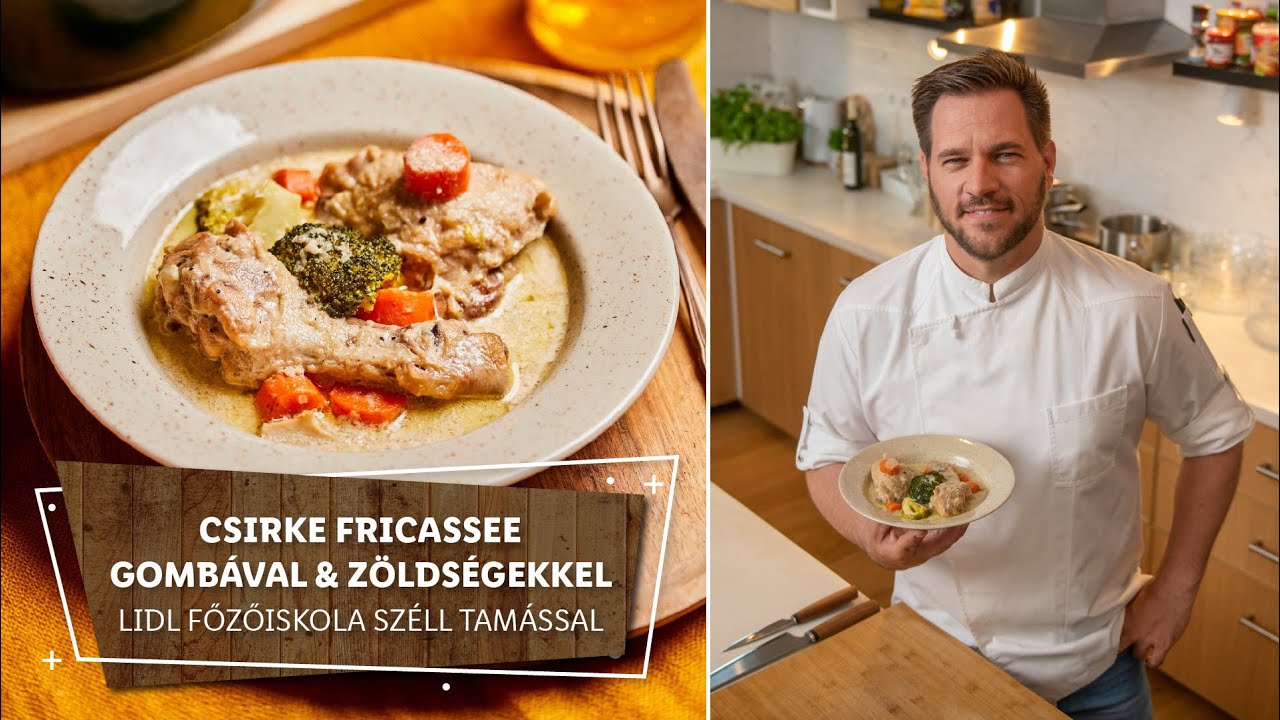 Raguk 2. 🍲 Csirke fricassée gombával & zöldségekkel 🍲 - Lidl Főzőiskola Széll Tamással