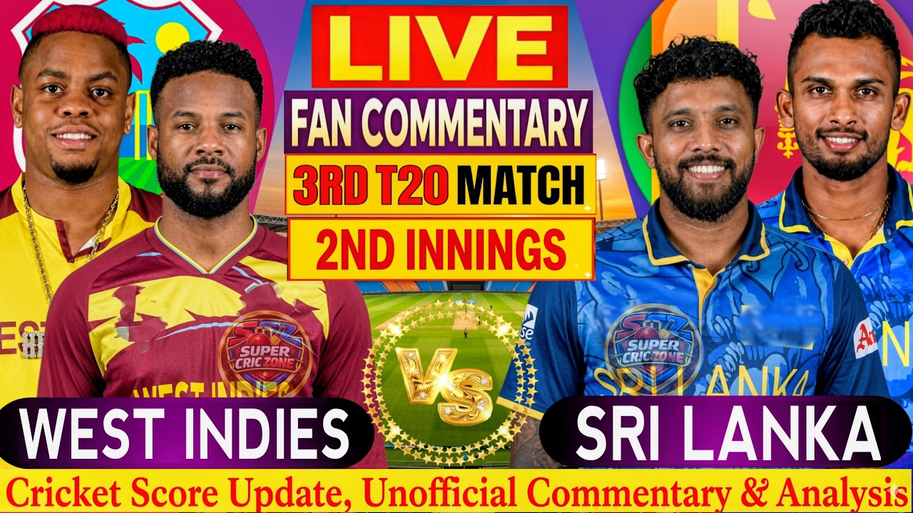 🏏 West Indies vs Sri Lanka LIVE | WI vs SL 3rd T20 Score Update | 2nd Innings Hindi Commentary