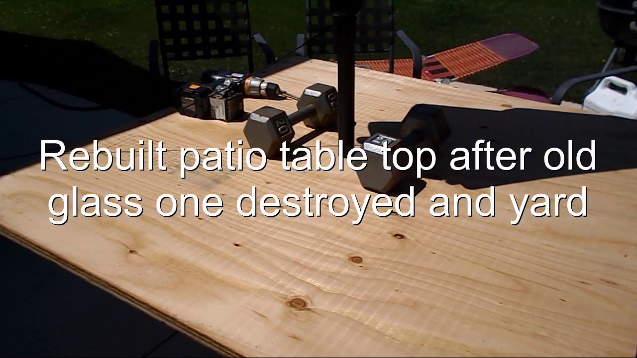 Rebuilt destroyed glass patio table and look at yard